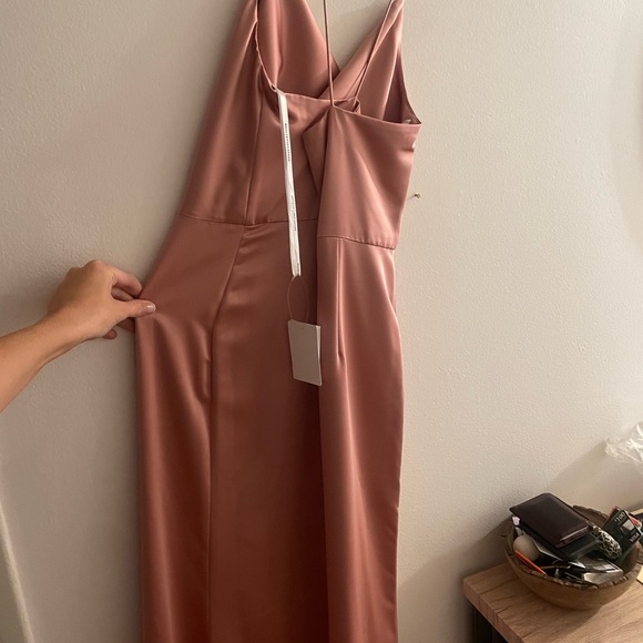 Cowl-Neck Criss Cross Back Slip Dress - 3056
Color: Desert Rose - Length: tall - Picture 2 of 4